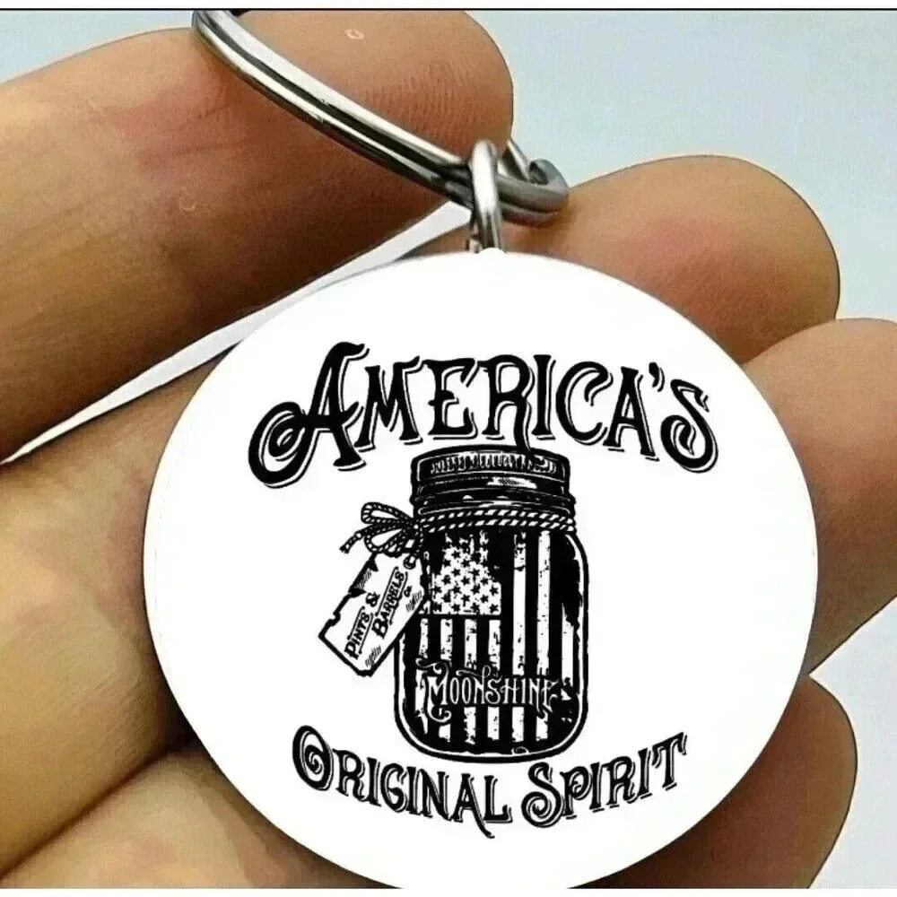 American Original Spirit Moon Shine Hot United States Flag Jar Keychain